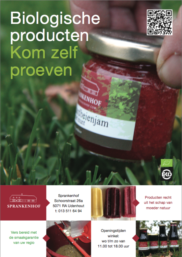 Voorkant folder 2016 biologische producten Sprankenhof